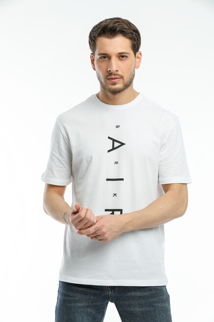 Süperlife Erkek Bisiklet Yaka Standart &Regular Fit  Aır Baskılı Tişort SPR21Y28