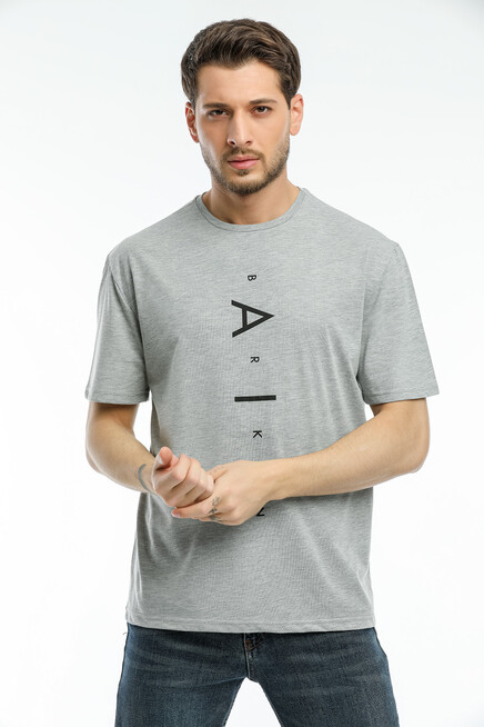 Süperlife Erkek Bisiklet Yaka Standart &Regular Fit  Aır Baskılı Tişort SPR21Y28