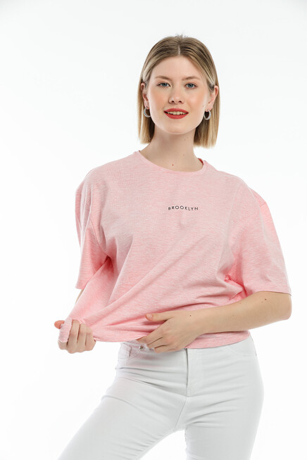 Süperlife Kadın Bisiklet Yaka Standart &Regular Fit  Brookyln Baskılı Tişort SPR21YK27