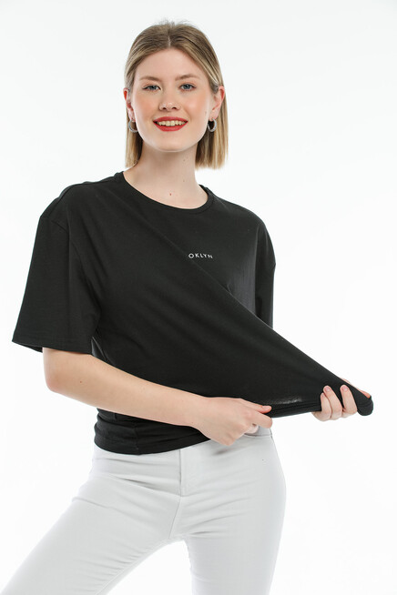 Süperlife Kadın Bisiklet Yaka Standart &Regular Fit  Brookyln Baskılı Tişort SPR21YK27