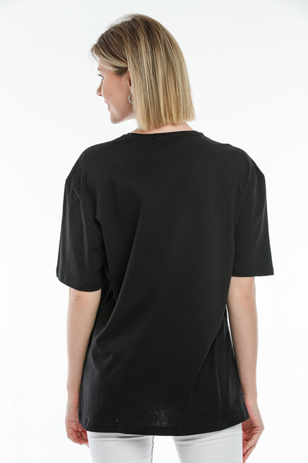 Süperlife Kadın Bisiklet Yaka Standart &Regular Fit  Brookyln Baskılı Tişort SPR21YK27