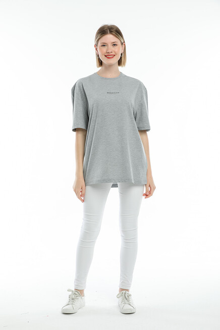 Süperlife Kadın Bisiklet Yaka Standart &Regular Fit  Brookyln Baskılı Tişort SPR21YK27