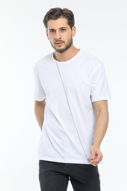 Süperlife Erkek Bisiklet Yaka Slim Fit Ön Çöp Dikiş Garni  Tişort SPR21Y01