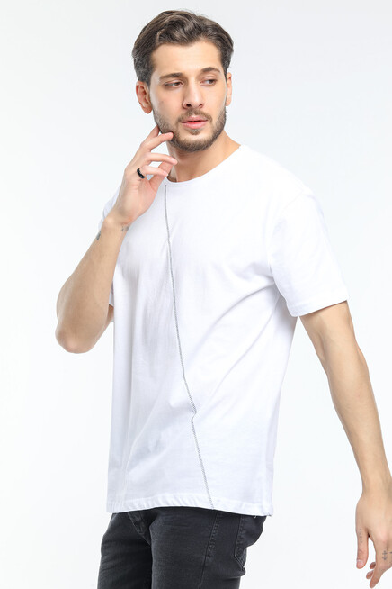 Süperlife Erkek Bisiklet Yaka Slim Fit Ön Çöp Dikiş Garni  Tişort SPR21Y01