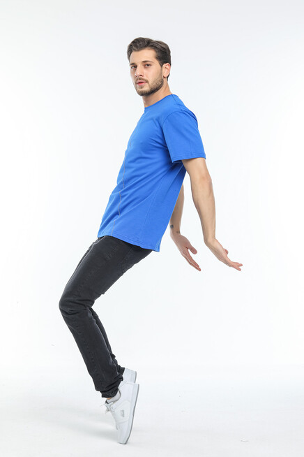 Süperlife Erkek Bisiklet Yaka Slim Fit Ön Çöp Dikiş Garni  Tişort SPR21Y01