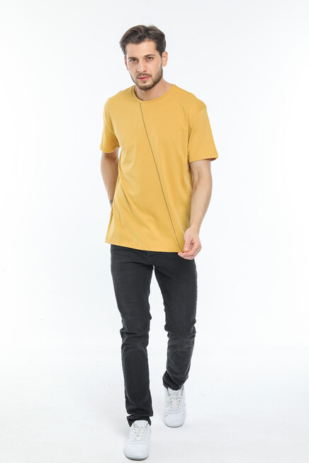 Süperlife Erkek Bisiklet Yaka Slim Fit Ön Çöp Dikiş Garni  Tişort SPR21Y01