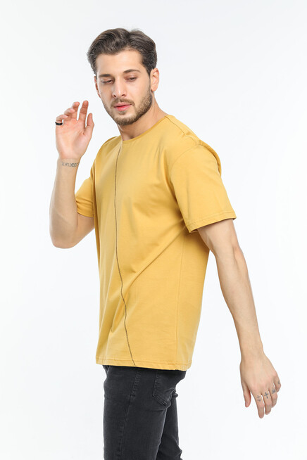 Süperlife Erkek Bisiklet Yaka Slim Fit Ön Çöp Dikiş Garni  Tişort SPR21Y01