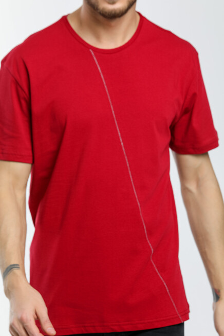 Süperlife Erkek Bisiklet Yaka Slim Fit Ön Çöp Dikiş Garni  Tişort SPR21Y01