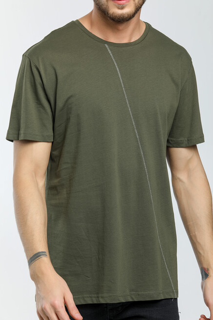 Süperlife Erkek Bisiklet Yaka Slim Fit Ön Çöp Dikiş Garni  Tişort SPR21Y01