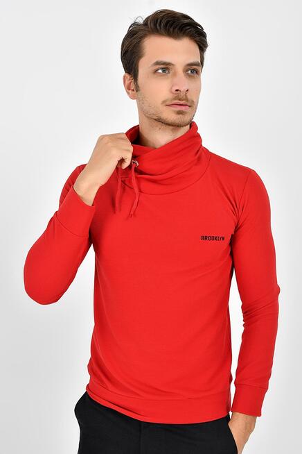 Süperlife Şal Yaka Uzun Kollu Dar Kalıp İnce Erkek Baskılı Sweatshirt SPR 2019K41