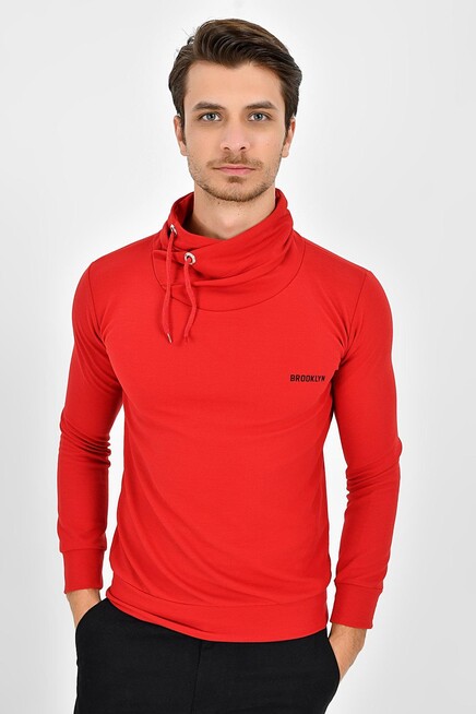 Süperlife Şal Yaka Uzun Kollu Dar Kalıp İnce Erkek Baskılı Sweatshirt SPR 2019K41