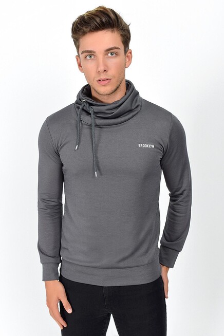 Süperlife Şal Yaka Uzun Kollu Dar Kalıp İnce Erkek Baskılı Sweatshirt SPR 2019K41