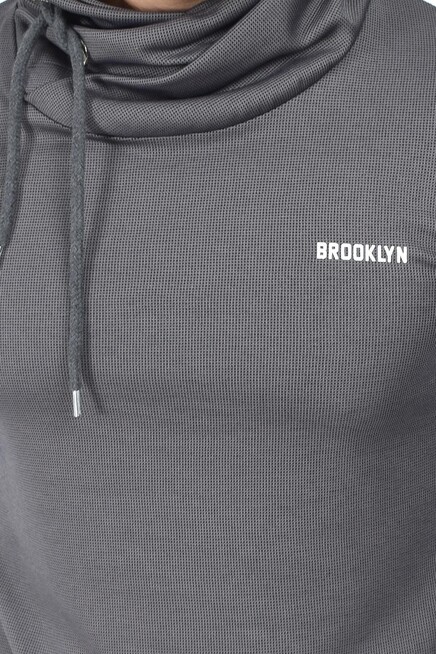 Süperlife Şal Yaka Uzun Kollu Dar Kalıp İnce Erkek Baskılı Sweatshirt SPR 2019K41