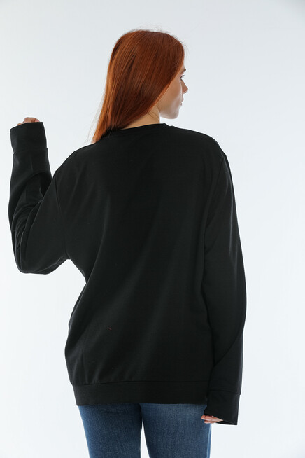 Süperlife Kadın Bisiklet Yaka Oversize Fit Aır Baskılı İnce Sweatshirt SPR22SWK101