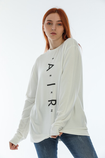 Süperlife Kadın Bisiklet Yaka Oversize Fit Aır Baskılı İnce Sweatshirt SPR22SWK101