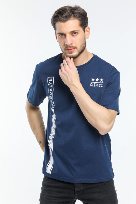 Erkek Bisiklet Yaka Slim Fit Baskılı Tişort SPR21Y24