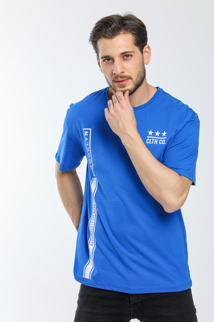 Erkek Bisiklet Yaka Slim Fit Baskılı Tişort SPR21Y24