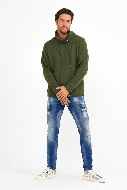 Süperlife Erkek Şal Yaka Regular Fit Brooklyn İnce Sweatshirt SPR22SW142