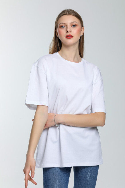 Süperlife Kadın Bisiklet Yaka Regular Fit Baskılı Tişort SPR21YK23