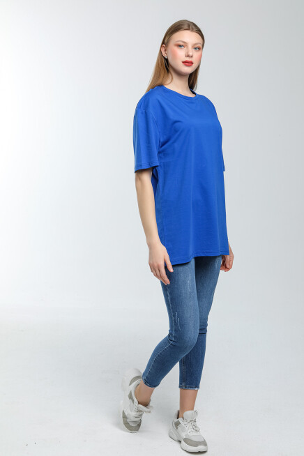 Süperlife Kadın Bisiklet Yaka Regular Fit Baskılı Tişort SPR21YK23