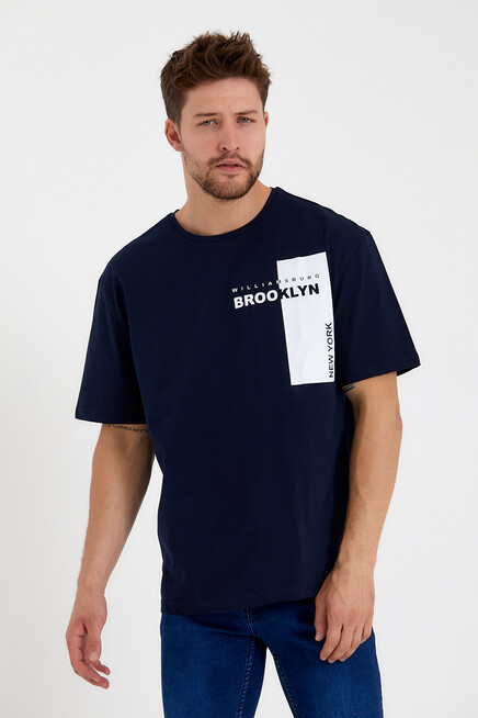 Süperlife Erkek Bisiklet Yaka Slim Fit Baskılı Tişort SPR21Y21 