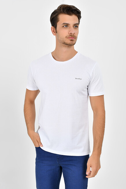 Süperlife Erkek Bisiklet Yaka Dar Kalıp Brooklyn Baskılı Tişort  SPR 266