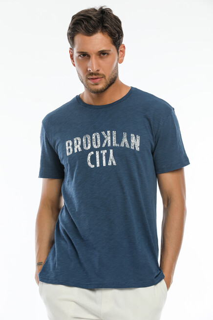 Süperlife Erkek Bisiklet yaka Brooklyn City Baskılı Tişort SPR 253