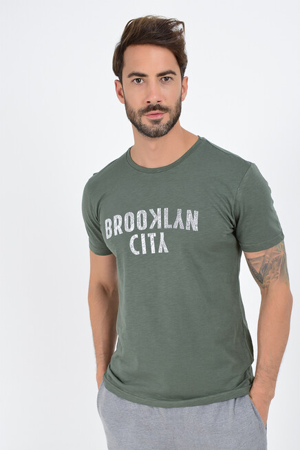 Süperlife Erkek Bisiklet yaka Brooklyn City Baskılı Tişort SPR 253