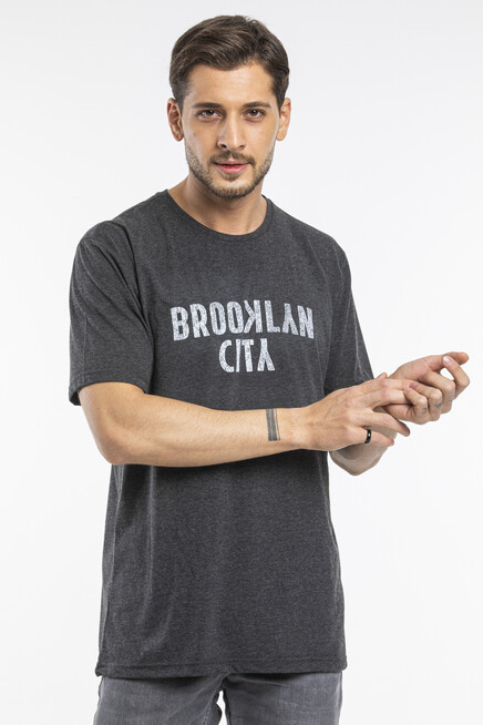 Süperlife Erkek Bisiklet yaka Brooklyn City Baskılı Tişort SPR 253