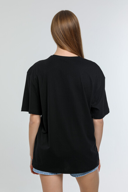 Süperlife Kadın Bisiklet Yaka Regular Fit Californıa Baskılı Tişort SPR21YK22