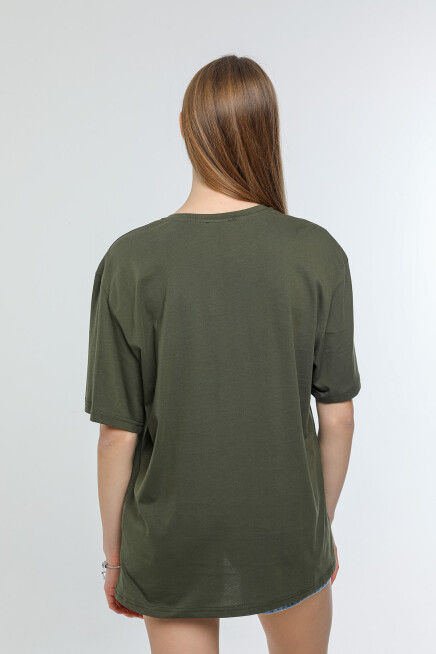 Süperlife Kadın Bisiklet Yaka Regular Fit Californıa Baskılı Tişort SPR21YK22