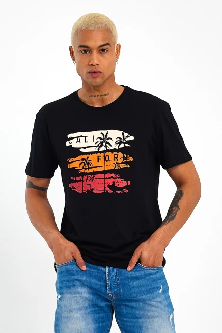 Süperlife Erkek Bisiklet Yaka Regular Fit Baskılı Tişort SPR23ts302