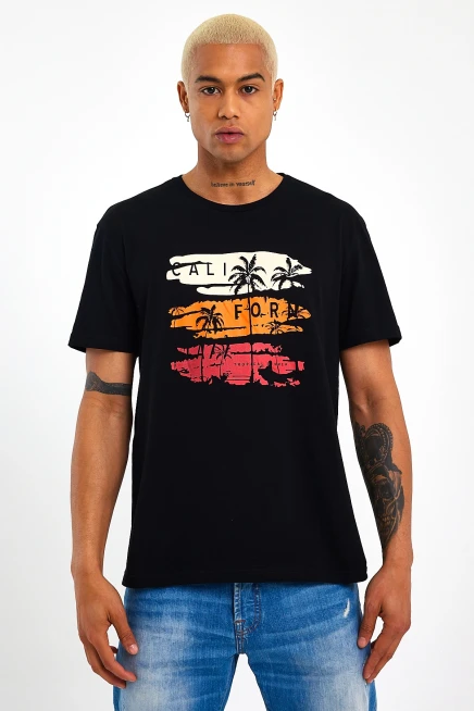 Süperlife Erkek Bisiklet Yaka Regular Fit Baskılı Tişort SPR23ts302