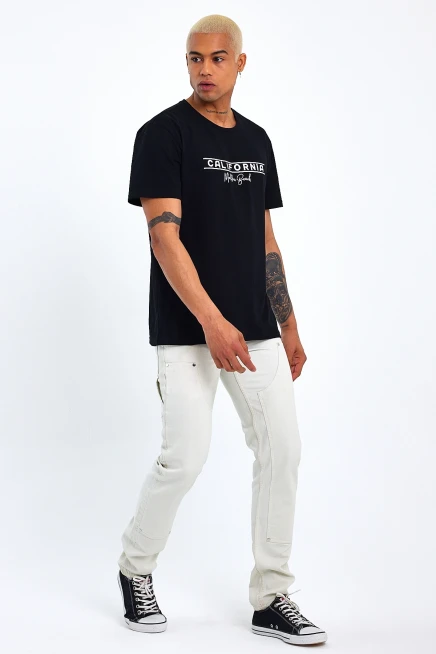 Süperlife Erkek Bisiklet Yaka Regular Fit Californıa Baskılı Tişort SPR23ts304