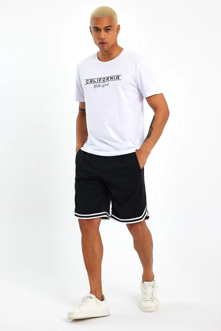 Süperlife Erkek Bisiklet Yaka Regular Fit Californıa Baskılı Tişort SPR23ts304