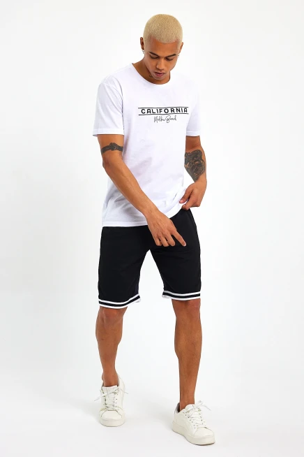 Süperlife Erkek Bisiklet Yaka Regular Fit Californıa Baskılı Tişort SPR23ts304