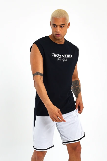 Süperlife Erkek Bisiklet Yaka Fit Californıa Baskılı Tişort SPR23AT343