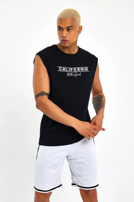 Süperlife Erkek Bisiklet Yaka Fit Californıa Baskılı Tişort SPR23AT343