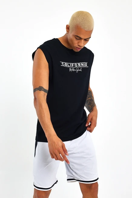 Süperlife Erkek Bisiklet Yaka Fit Californıa Baskılı Tişort SPR23AT343