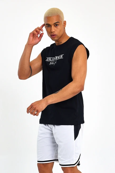 Süperlife Erkek Bisiklet Yaka Fit Californıa Baskılı Tişort SPR23AT343