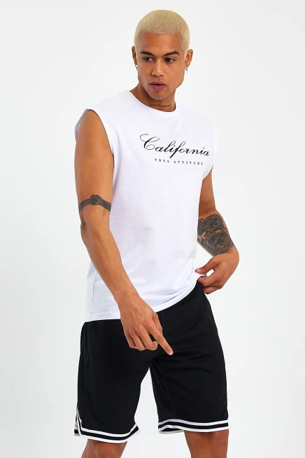 Süperlife Erkek Bisiklet Yaka Regular Fit  Californıa Baskılı Tişort SPR23AT342