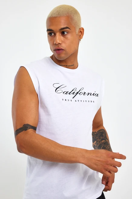 Süperlife Erkek Bisiklet Yaka Regular Fit  Californıa Baskılı Tişort SPR23AT342