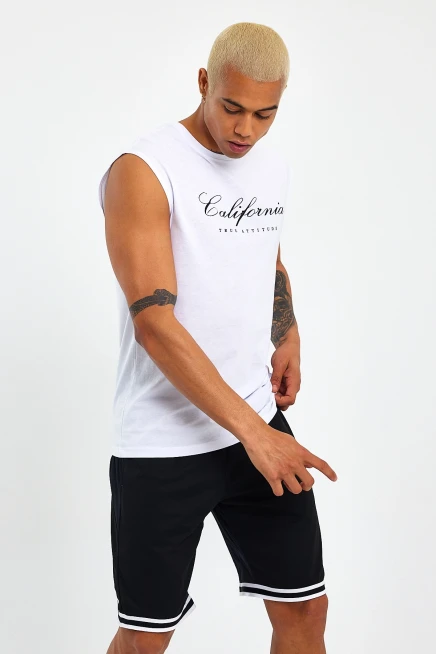 Süperlife Erkek Bisiklet Yaka Regular Fit  Californıa Baskılı Tişort SPR23AT342