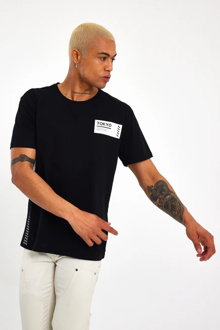 Süperlife Erkek Bisiklet Yaka Regular Fit Tokyo Baskılı Tişort SPR23ts303