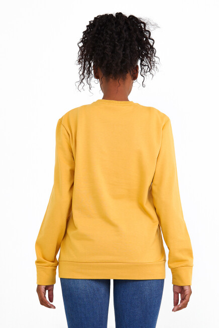 Süperlife Kadın Bisiklet Yaka Regular Fit Tokya Baskılı İnce Sweatshirt SPR22SWK134