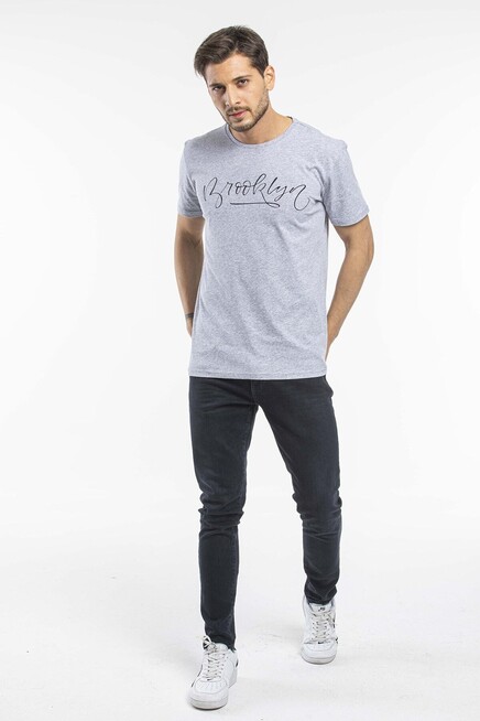 Süperlife Erkek Bisiklet Yaka Dar Kalıp Baskılı Tişort SPR 261