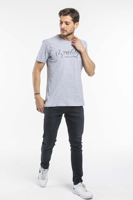 Süperlife Erkek Bisiklet Yaka Dar Kalıp Baskılı Tişort SPR 261