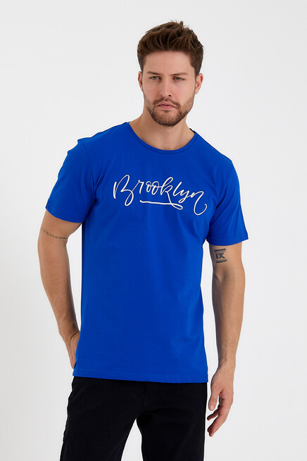 Süperlife Erkek Bisiklet Yaka Dar Kalıp Baskılı Tişort SPR 261