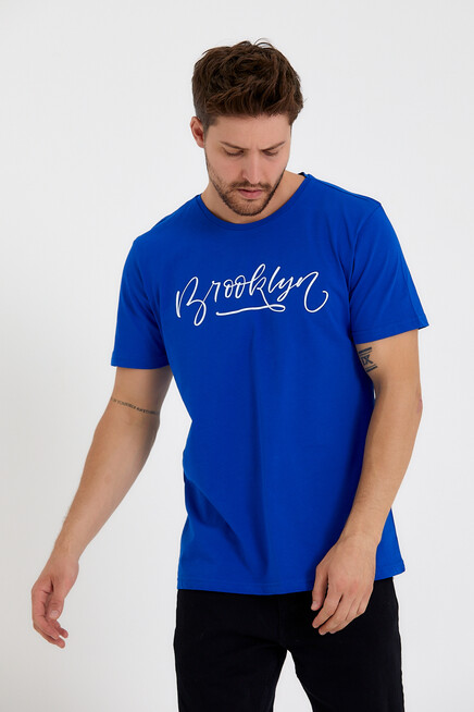 Süperlife Erkek Bisiklet Yaka Dar Kalıp Baskılı Tişort SPR 261