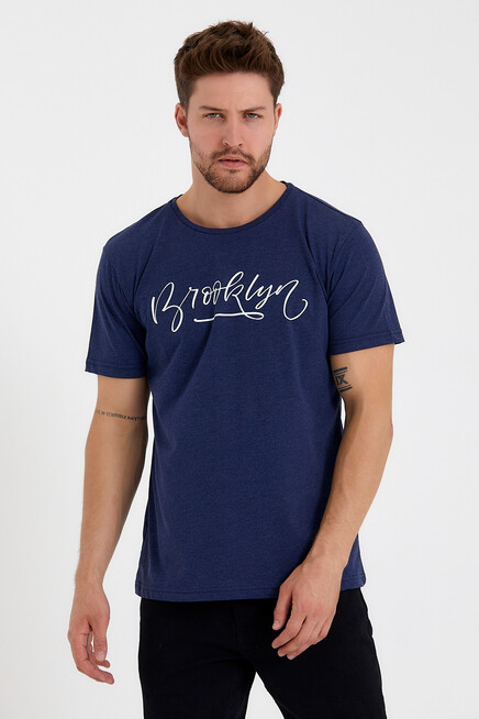 Süperlife Erkek Bisiklet Yaka Dar Kalıp Baskılı Tişort SPR 261